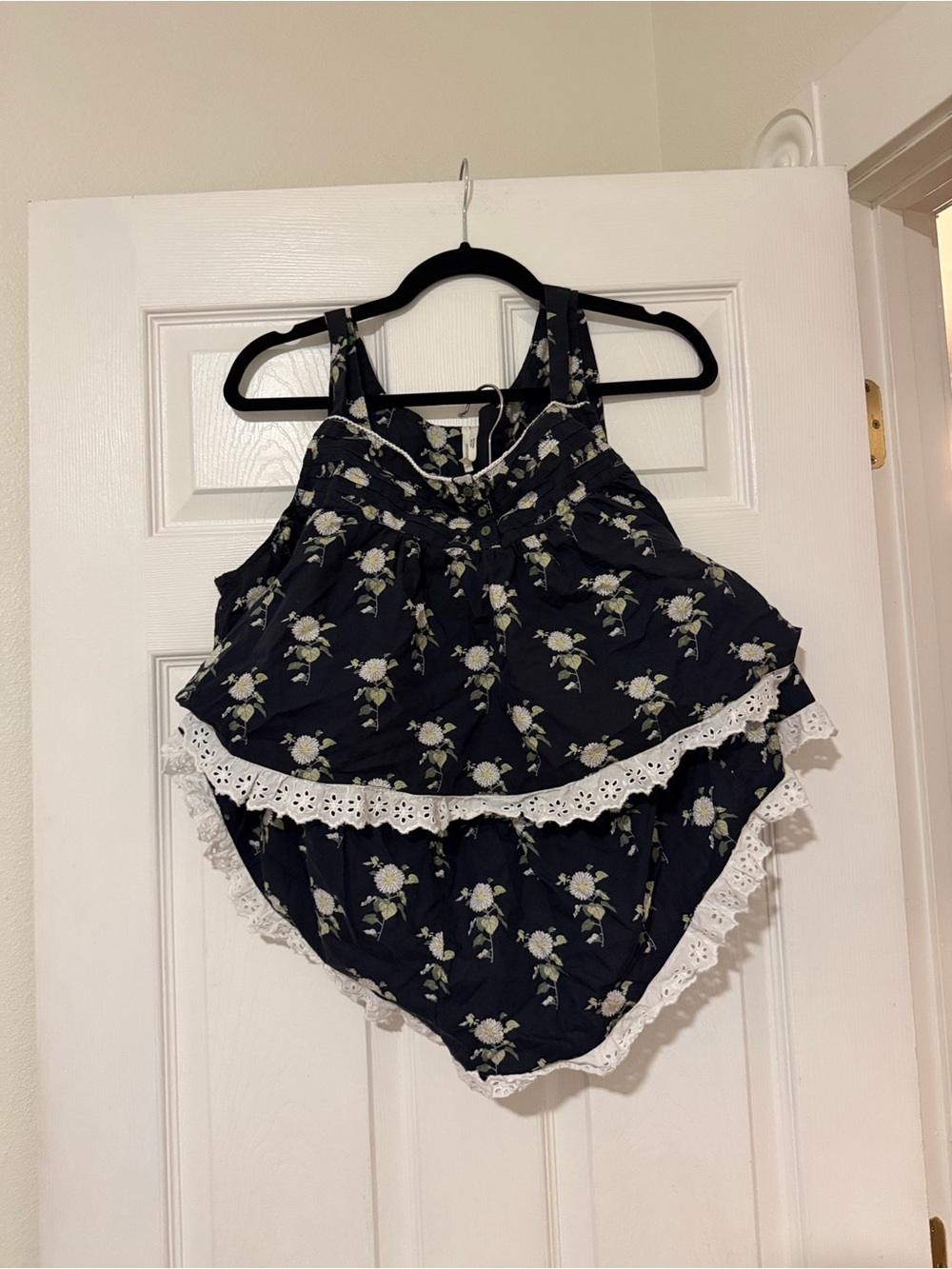Anthropologie Navy Floral Lace-Trim Pajama Shorts and Too - Picture 14 of 14